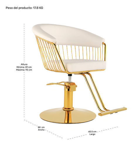 Silla Gold Circular Estetica Nanofort Spa Ajustable Giro 360° Color Blanco Forma De La Base Redonda Tipo De Respaldo Fijo