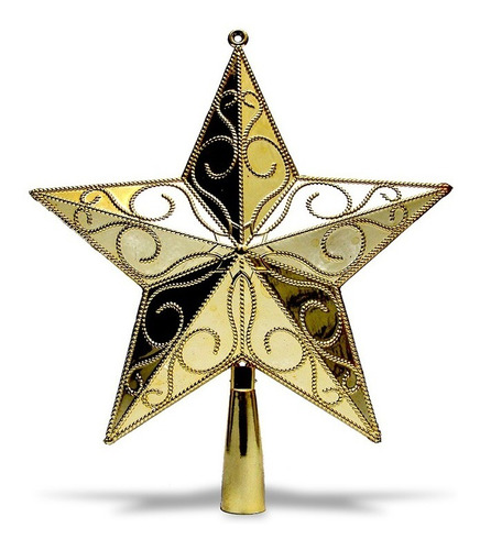 Ponteira Estrela P/ Árvore De Natal 10x10cm Dourado