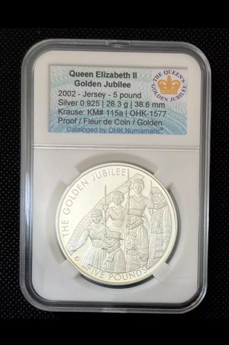 Moeda De Prata Com Ouro Do Jubileu Da Rainha Elizabeth