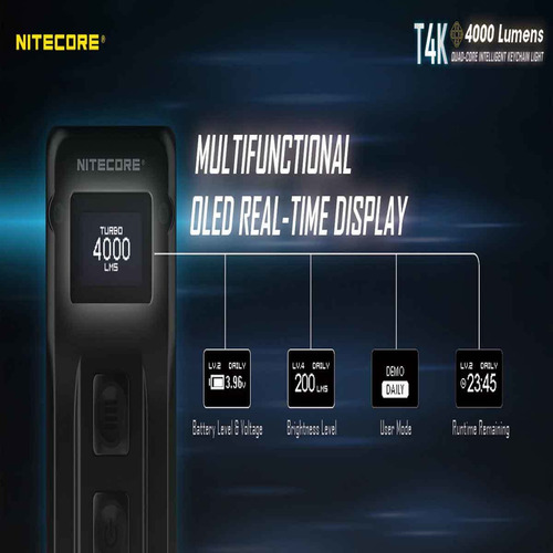 Linterna De Llavero Portátil Nitecore T4k De 4000 Lúmenes