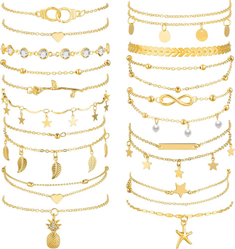 Hicarer 16 Piezas Tobilleras Para Mujer Tobilleras S...