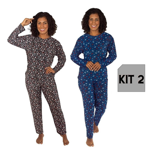 Combo 2 Pijama Frio Calça Camisa Manga Longa Liganete