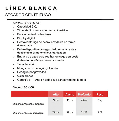 Secadora De Ropa Centrífuga Koblenz Sck-60 6kg Touch Practic