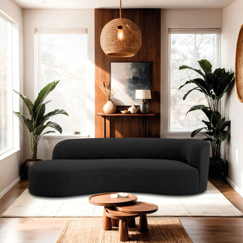 Divã Recamier Orgânico Tokyo 180cm Lado Esquerdo Linho Cor Preto