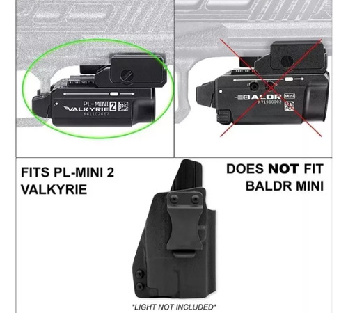 Coldre Kydex Pistola Taurus G2c Com Lanterna Walkirie E Gm23 Destro Preto