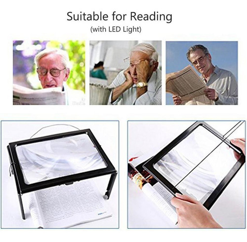 N Lupa De Plegable De Lectura 3x Con Lámpara De Libro De