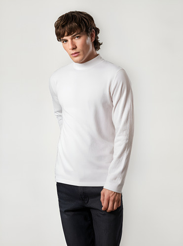 Polera Sweater Hombre Algodon Liso Cuello Alto