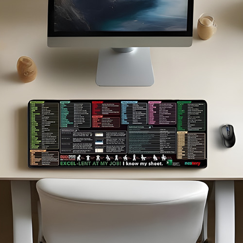 Mouse Pad Excel Office Atajos Teclas Alfombrilla 80cmx30cm Negro Atajos Del Paquete Office