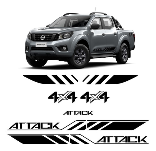 Kit Adesivos Nissan Frontier Attack 4x4 2021 2022 Preto