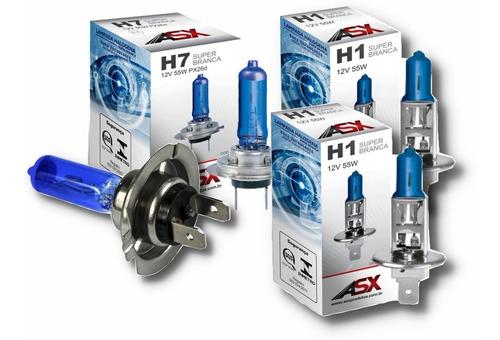 Imagem 1 de 7 de Lampada Super Branco H1 H7 4500k 55w 2 Pares 12v Asx Halogen