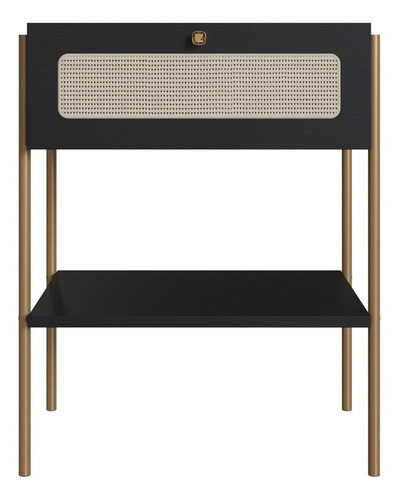 Mesa De Cabeceira 1 Gaveta Palhinha Pé Metal Oslo Hb