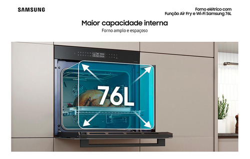 Forno Elétrico De Embutir Samsung Com 76 Litros, Grill, Funç