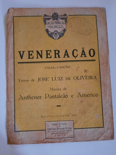 Partitura Veneração José Luiz De Oliveira Valsa Canção Piano