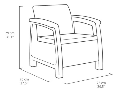 Sala De Jardín Keter Corfu Triple Set, 5 Asientos Con Mesa Estructura Gris oscuro