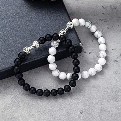 Softones, Pulseras Con Mancuernas Con Abalorio Negro Para Y