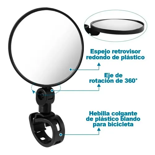 Pack De 2 Espejos Universales Para Bicicleta, Ajustables 360° Con Lente De 4.5 Pulgadas, Para Bici, Moto O Scooter