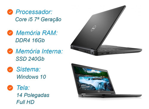 Portátil Dell Latitude Core I5 7ª generación Ddr4 16 GB SSD 240 GB Color Negro - Aceptable (Reacondicionado)