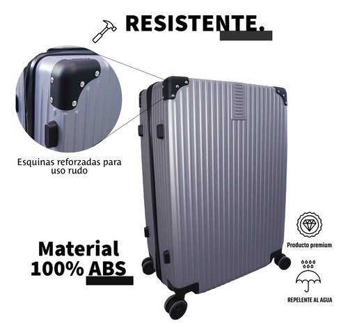 Maleta Para Viaje Ruedas Grande 25 Kg De 28 Pul Con Candado Plata Lunar 5863-6