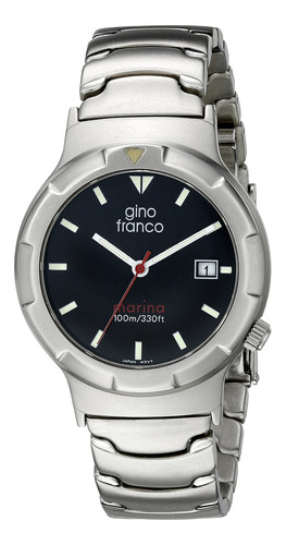 Reloj Hombre Gino Franco 981-bk Cuarzo Pulso Plateado En