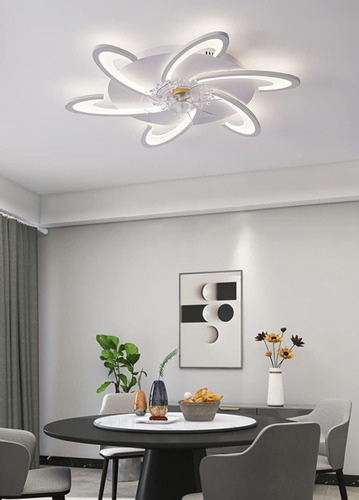 Ventilador De Techo Con Luz Diámetro 82cm Con Control Remoto Estructura Blanco