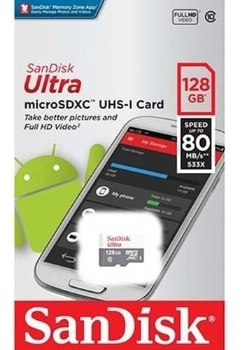 Cartão De Memória Sandisk Sdsquns-128g-gn6ta Ultra Com Adapt
