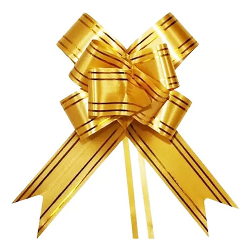 Laço Pronto Dourado 12mm X 250mm(+-) Com 10 Un. - Decorlaço