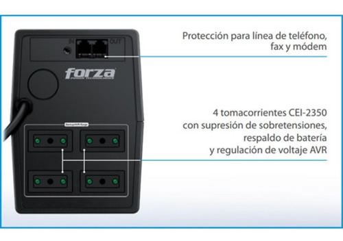 Imagen 3 de 5 de Ups Forza Interactiva 4 Salidas, Nt-762c 750va, 375w, 220v