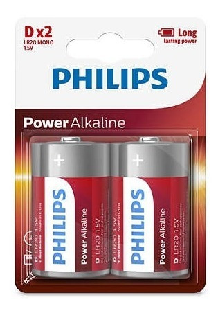 Imagen 2 de 4 de Pack X2 Pila Alcalina Philips Tamaño D. Gran Canal.