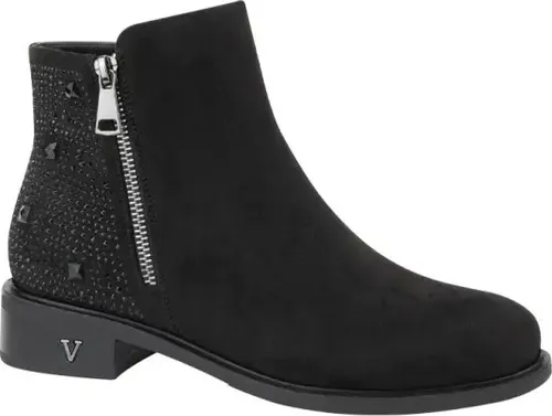 Botas Botines Tacon Bajo Con Piedritas Brillosas 3 5cm