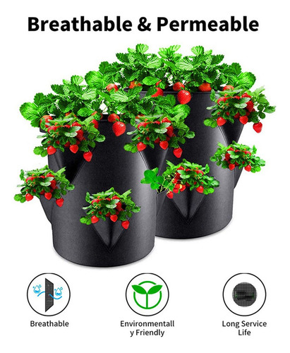 Sacos De Cultivo De Morango X010 Galões, Plástico Não Tecido