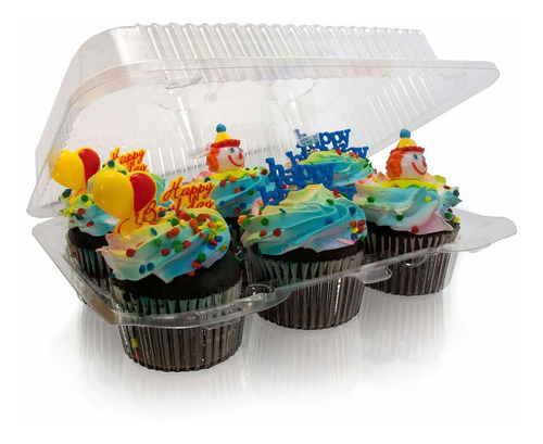 Cajas De 6 Compartimentos Para Cupcakes Transparentes Con Ta