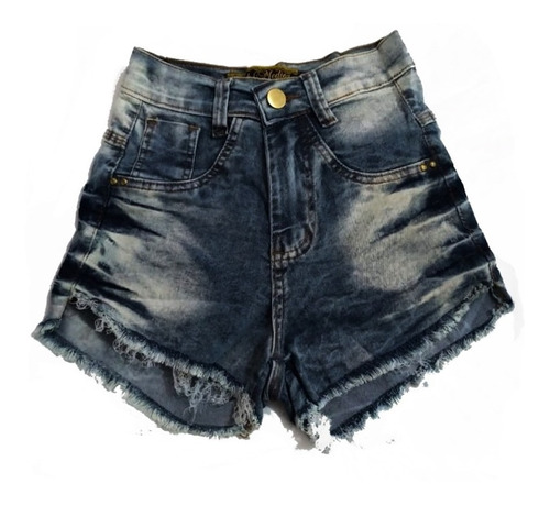 Shorts Jeans Feminino Manchado Cintura Alta Destroyed St001