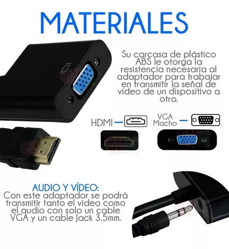 Cable Adaptador Convertidor Hdmi - Vga +regalo Cable 3.5mm