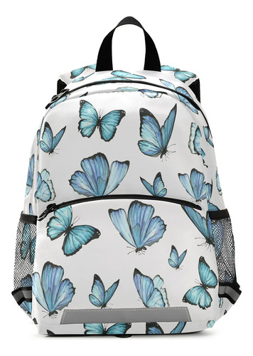 Mochila Mariposa Azul Acuarela Impermeable Para Laptop