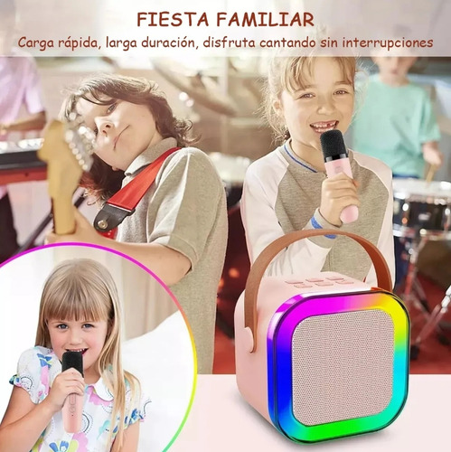 Máquina De Karaoke Altavoz Bluetooth Para Niños 2 Micrófonos Azul