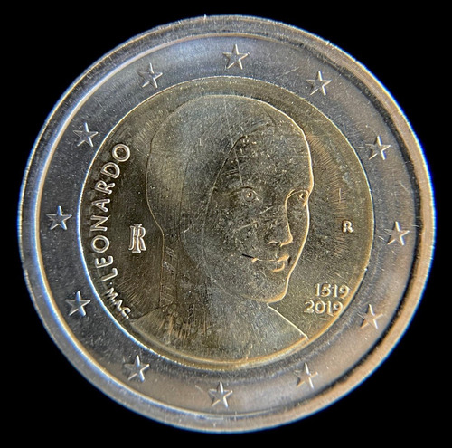 Italia, 2 Euros, 2019. Leonardo Da Vinci. Bimetalica. Unc