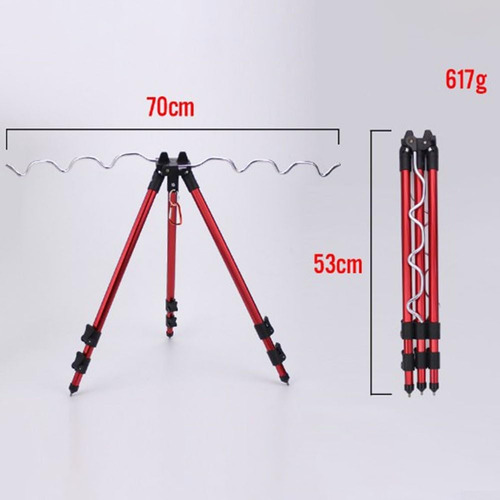 Soporte Trípode Portátil Rojo Ajustable Para Cañas De Pescar