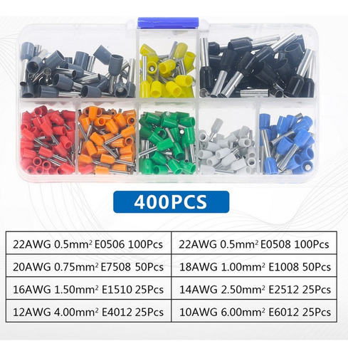 Terminal Aislado, 400 Piezas, Conector De Engarzado De Cable