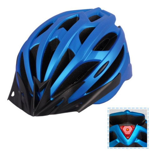 Casco Ultraligero Para Bicicleta De Montaña Con Luz Trasera Color Azul Talla M/l (54-61cm)