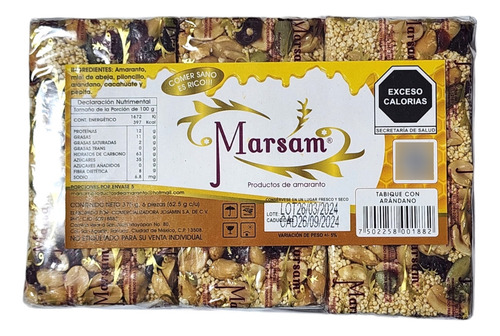 Tabique De Amaranto Con Arandano Marsam 6 Piezas