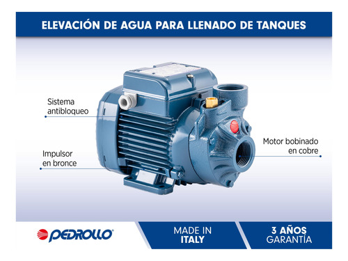 Imagen 3 de 10 de Bomba Periférica Pedrollo Pkm60 0.5hp 35mts 2400 L/hs 0.5 Hp