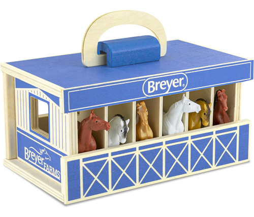 Juego Establo Madera Breyer Horses Farms Con 6 Caballos | 6
