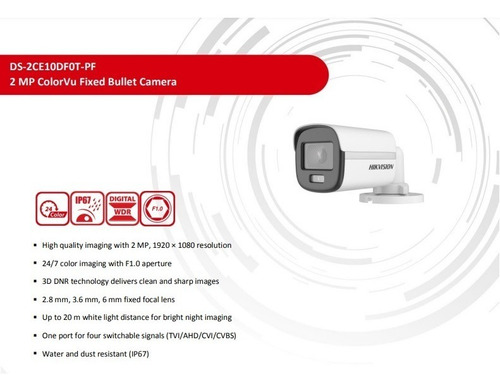 Hikvision DS-2CE10DF0T-PF 2.8mm - Blanco