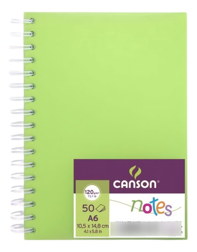 Croquera Canson Notes Espiral 50 Hojas 120g/m² 10,5x14,8cm Color Verde