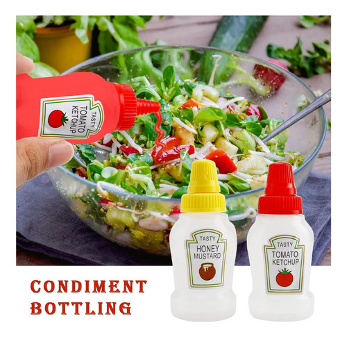 4 Botellas Mini Ketchup Salsa Dispensador Mini Aderezos