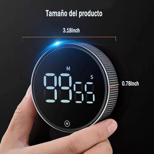 Cronómetro Magnético Digital Para Cocina, Pantalla Led Grand Negro