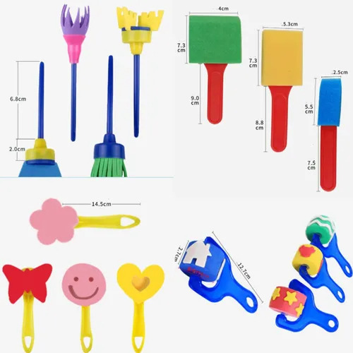 Conjunto De Carimbos De Esponja Para Pintura Infantil De 30