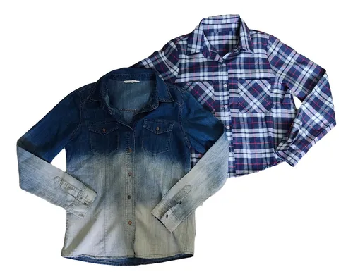 Combo X 2 Camisas Mujer Ts Jean Y Leñador Oportunidad (Usado)