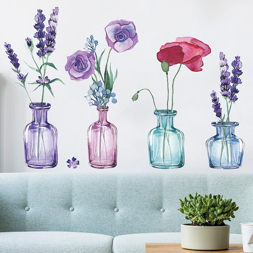 . Adhesivo De Pared Con Diseño De Florero, Versátil,