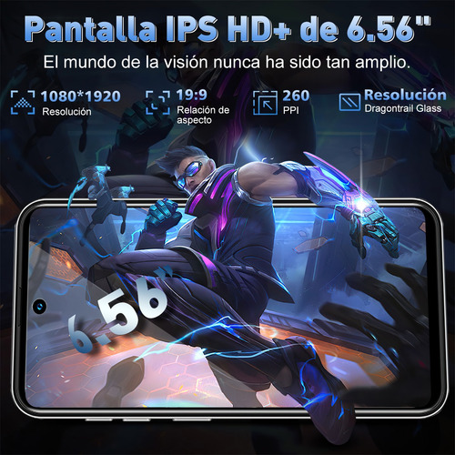Teléfono Octa-core 10gb + 128gb 6.56 Pulgadas Android 14.0 Dual Sim Batería 6500mah 21mp Camara Smartphone Celular